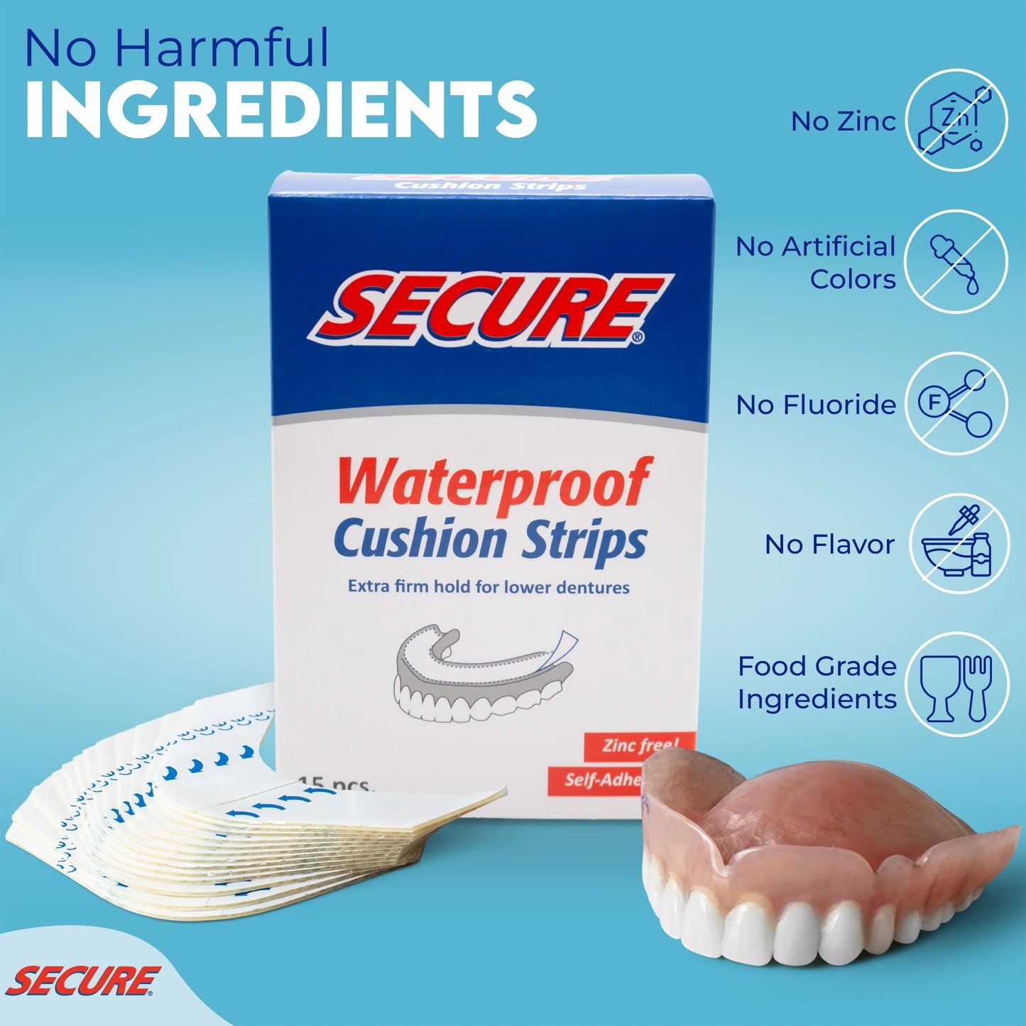Secure Denture Adhesive Cushion Strips