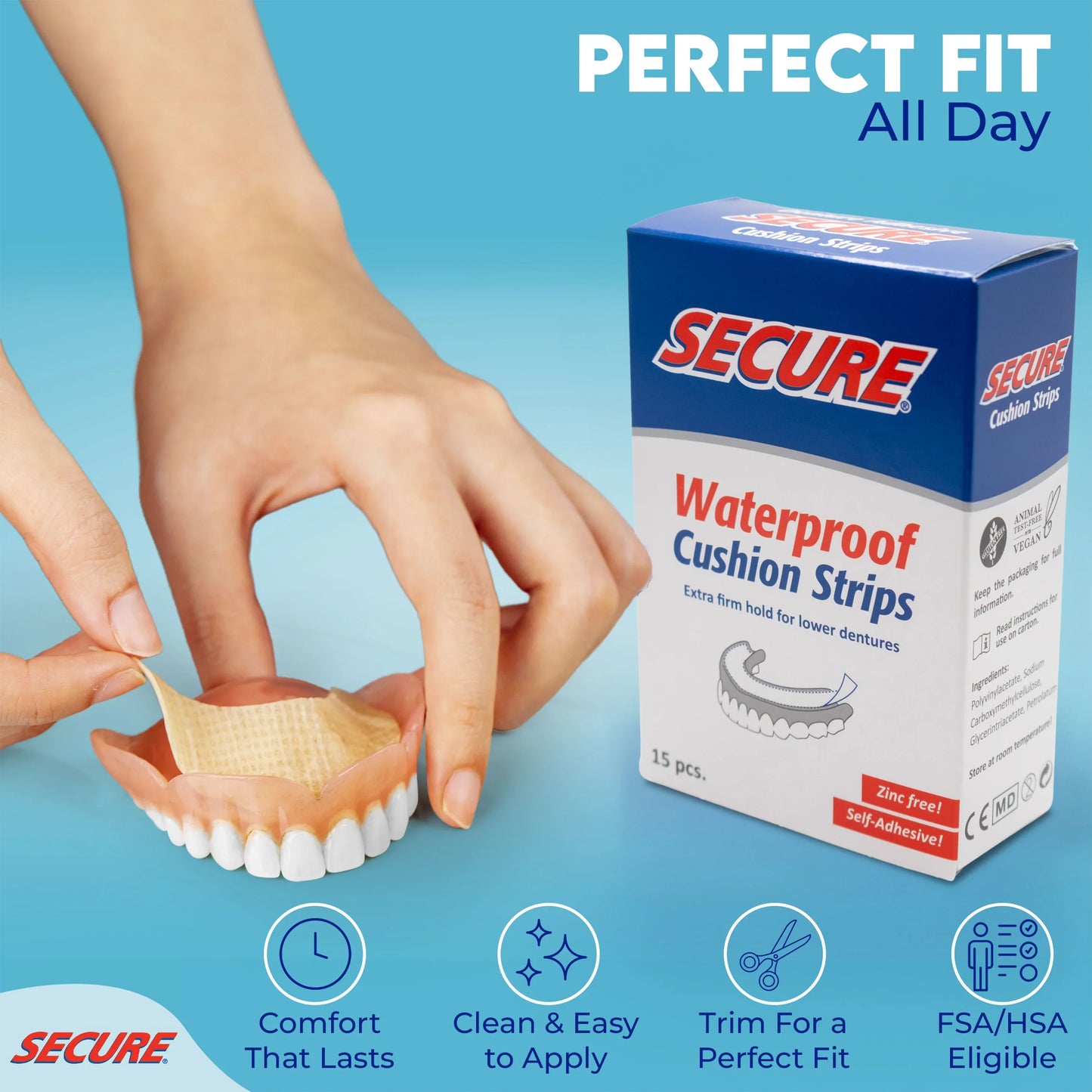 Secure Denture Adhesive Cushion Strips