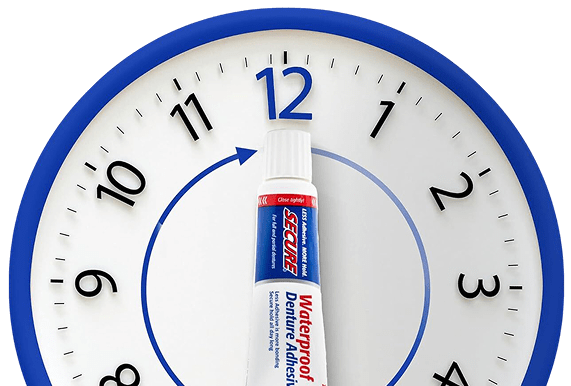 Secure Waterproof Denture Adhesive - Zinc Free, Extra Strong Hold For Upper & Lower - 4 Pack